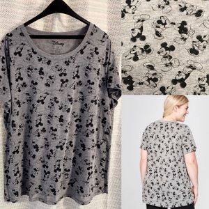 Disney Mickey and Minnie Pattern Print Gray Shirt